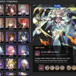 [ASIA] TL 62 ⭐ 28 Characters (6 Legendaries) ✨Firefly + Fugue + Bronya + Welt + Himeko + On the Fall of an Aeon + ☑️ Full Access ☑️ 0